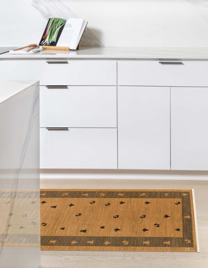 Tan 2' 7 x 10' Fars Runner Area Rug 100% Polypropylene Unique Traditional Carpet for Classical Living, Dining Room & Office Spaces for Sale at Rug Engine