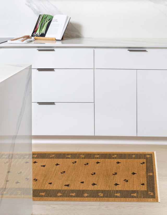 Tan 2' 7 x 10' Fars Runner Area Rug 100% Polypropylene Unique Traditional Carpet for Classical Living, Dining Room & Office Spaces for Sale at Rug Engine