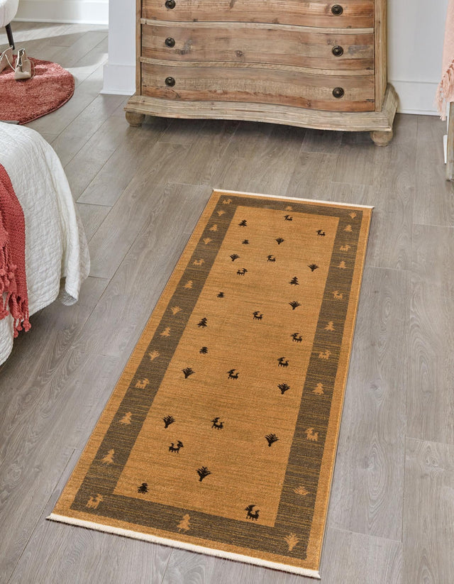 Tan 2' 7 x 10' Fars Runner Area Rug 100% Polypropylene Unique Traditional Carpet for Classical Living, Dining Room & Office Spaces for Sale at Rug Engine