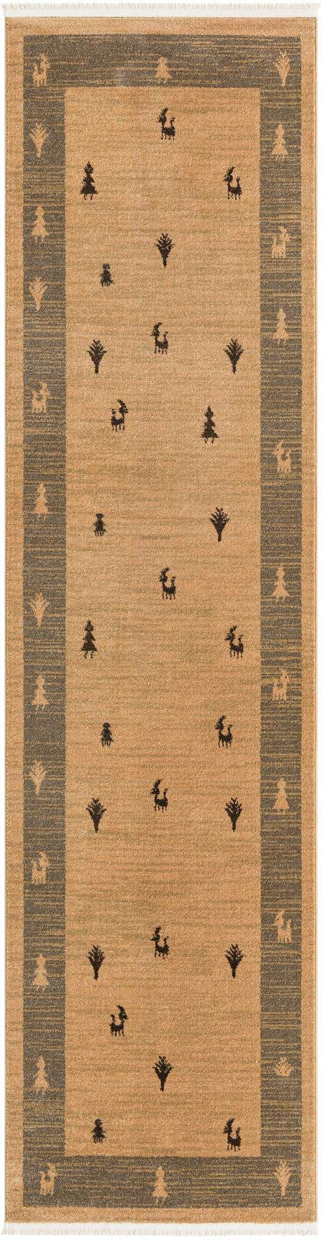 Tan 2' 7 x 10' Fars Runner Area Rug 100% Polypropylene Unique Traditional Carpet for Classical Living, Dining Room & Office Spaces for Sale at Rug Engine