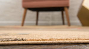 Tan 8' x 8' Fars Round Area Rug 100% Polypropylene Unique Traditional Carpet for Classical Living, Dining Room & Office Spaces for Sale at Rug Engine