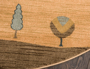 Tan 8' x 8' Fars Round Area Rug 100% Polypropylene Unique Traditional Carpet for Classical Living, Dining Room & Office Spaces for Sale at Rug Engine