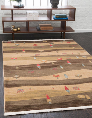 Tan 5' 1 x 8' Fars Rectangle Area Rug 100% Polypropylene Unique Traditional Carpet for Classical Living, Dining Room & Office Spaces for Sale at Rug Engine