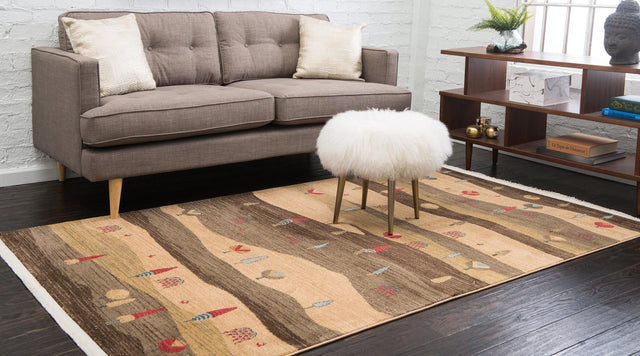 Tan 5' 1 x 8' Fars Rectangle Area Rug 100% Polypropylene Unique Traditional Carpet for Classical Living, Dining Room & Office Spaces for Sale at Rug Engine