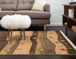 Tan 5' 1 x 8' Fars Rectangle Area Rug 100% Polypropylene Unique Traditional Carpet for Classical Living, Dining Room & Office Spaces for Sale at Rug Engine