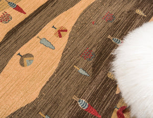 Tan 5' 1 x 8' Fars Rectangle Area Rug 100% Polypropylene Unique Traditional Carpet for Classical Living, Dining Room & Office Spaces for Sale at Rug Engine