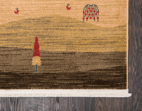 Tan 5' 1 x 8' Fars Rectangle Area Rug 100% Polypropylene Unique Traditional Carpet for Classical Living, Dining Room & Office Spaces for Sale at Rug Engine