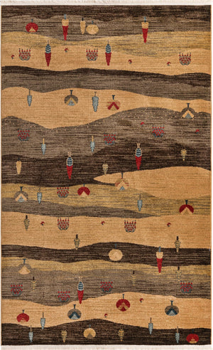 Tan 5' 1 x 8' Fars Rectangle Area Rug 100% Polypropylene Unique Traditional Carpet for Classical Living, Dining Room & Office Spaces for Sale at Rug Engine