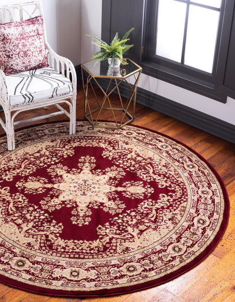 Red 7' 10 x 7' 10 Versailles Round Area Rug