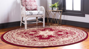 Red 8' x 8' Versailles Round Rug