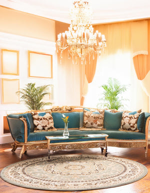 Light Green 7' 10 x 7' 10 Versailles Round Area Rug