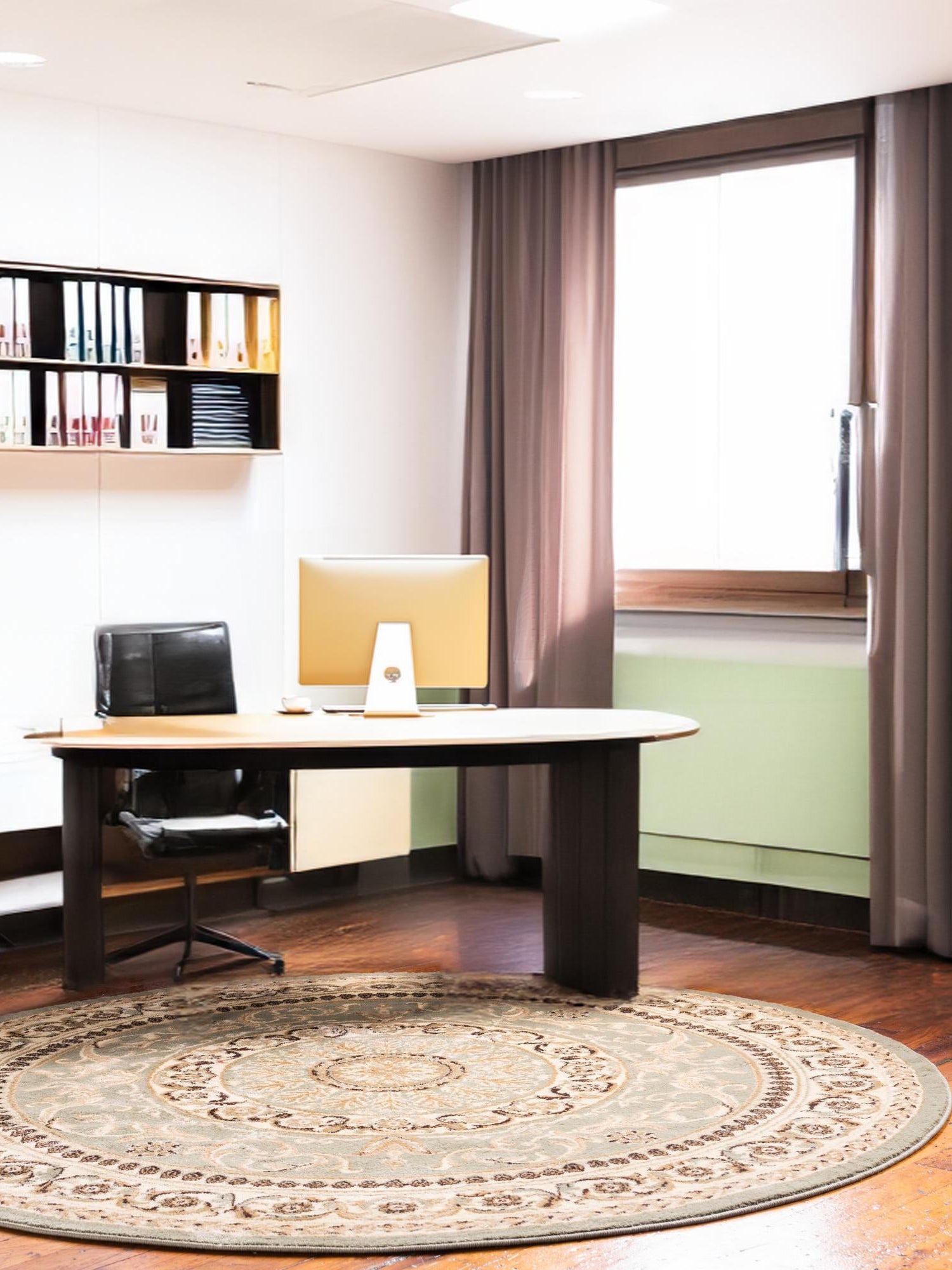 Light Green 7' 10 x 7' 10 Versailles Round Area Rug