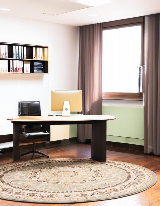 Light Green 7' 10 x 7' 10 Versailles Round Area Rug