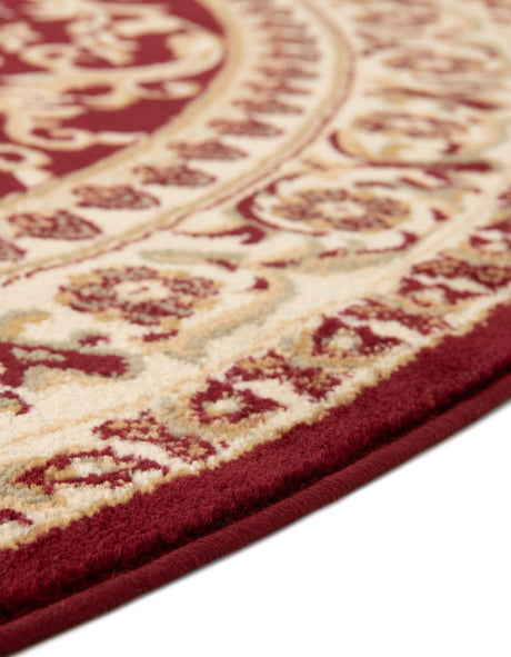 Red 6' 1 x 6' 1 Versailles Round Area Rug Classic Traditional Motif Indoor Carpet for Hallways, Dining Rooms, Bedrooms, Living Room, Office for Sale at Rug Engine