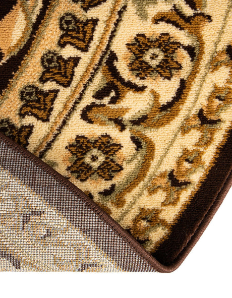 Brown 6' 1 x 6' 1 Versailles Round Area Rug Classic Traditional Motif Indoor Carpet for Hallways, Dining Rooms, Bedrooms, Living Room, Office for Sale at Rug Engine