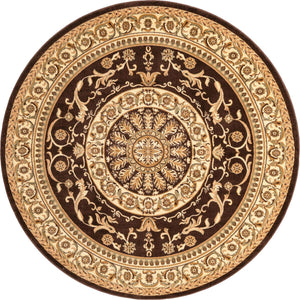 Brown 8' x 8' Versailles Round Rug