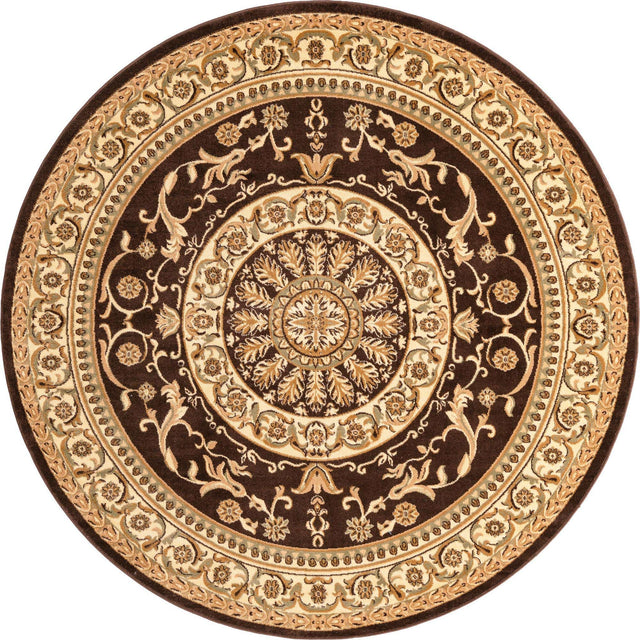 Brown 8' x 8' Versailles Round Rug