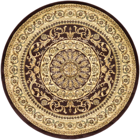 Brown 6' 1 x 6' 1 Versailles Round Area Rug
