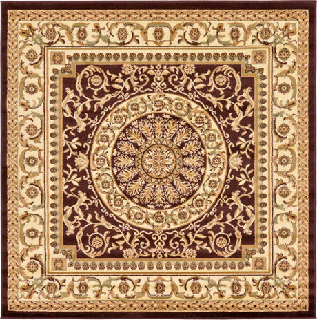 Brown 6' 1 x 6' 1 Versailles Square Area Rug