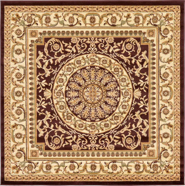 Brown 6' 1 x 6' 1 Versailles Square Area Rug