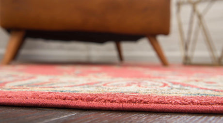Red 6' 1 x 6' 1 Fars Round Area Rug 100% Polypropylene Unique Traditional Carpet for Classical Living, Dining Room & Office Spaces for Sale at Rug Engine