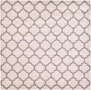Beige and Light Brown 10' x 10' Trellis Square Area Rug