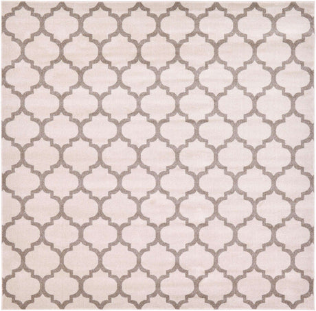 Beige and Light Brown 10' x 10' Trellis Square Area Rug