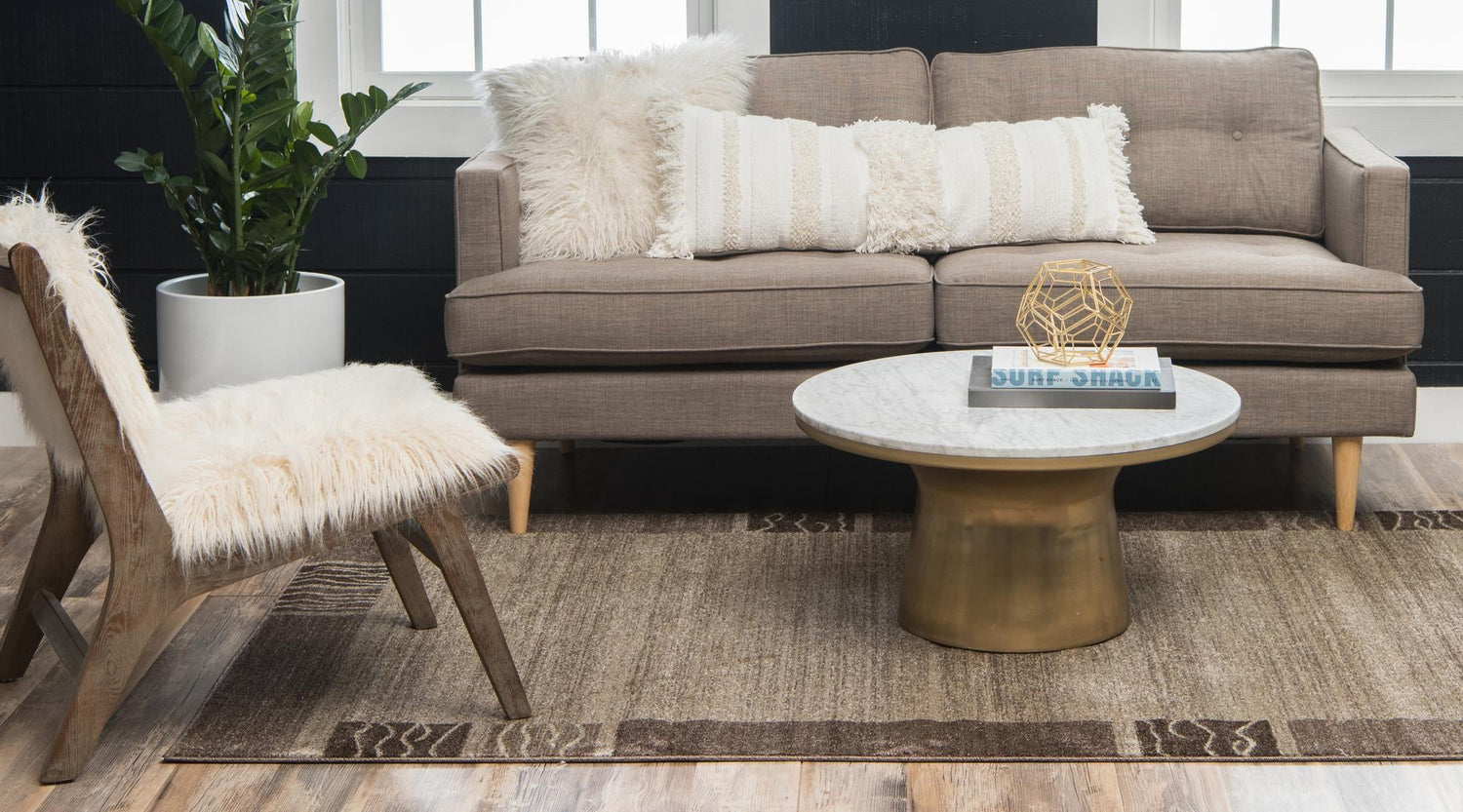 Dark Beige 7' 1 x 10' Del Mar Rectangle Area Rug 100% Polypropylene Easy Clean Stain Resistant Vivid Modern Carpet Mat for Home Decor Interior Designing for Sale at Rug Engine