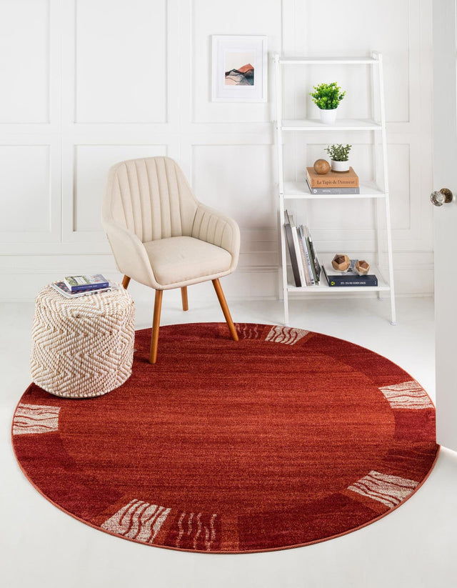 Terracotta 6' 1 x 6' 1 Del Mar Round Area Rug 100% Polypropylene Easy Clean Stain Resistant Vivid Modern Carpet Mat for Home Decor Interior Designing for Sale at Rug Engine