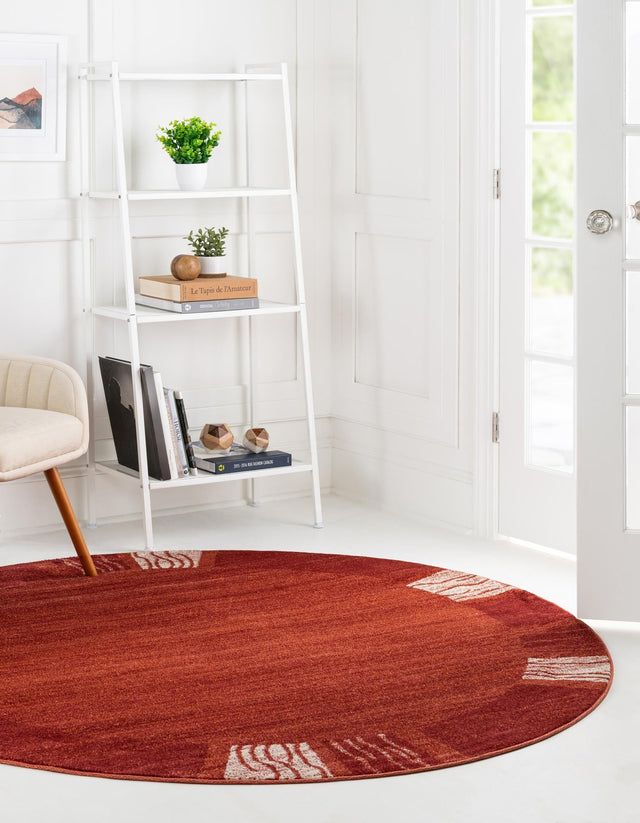 Terracotta 6' 1 x 6' 1 Del Mar Round Area Rug 100% Polypropylene Easy Clean Stain Resistant Vivid Modern Carpet Mat for Home Decor Interior Designing for Sale at Rug Engine