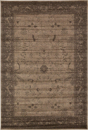 Brown 6' 1 x 9' La Jolla Rectangle Area Rug 100% Polypropylene Traditional Pattern Easy Clean Carpet for Living, Dining, Bedroom, Office for Sale at Rug Engine