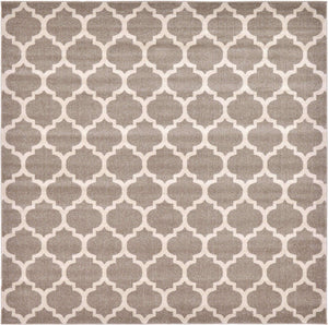 Light Brown 10' x 10' Trellis Square Rug