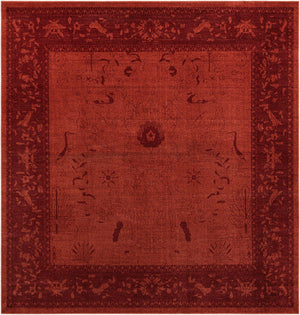 Rust Red 10' x 10' La Jolla Square Area Rug 100% Polypropylene Traditional Pattern Easy Clean Carpet for Living, Dining, Bedroom, Office for Sale at Rug Engine