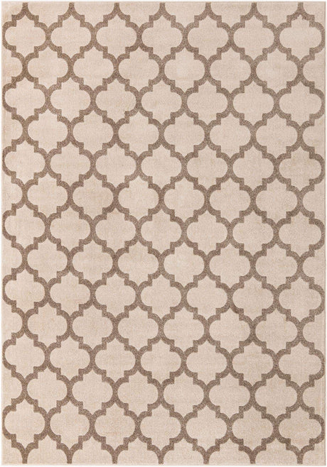 Beige and Light Brown 7' 10 x 11' Trellis Rectangle Area Rug