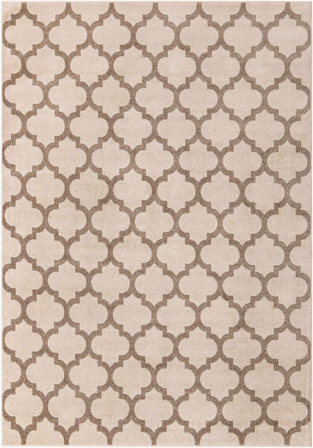 Beige and Light Brown 7' 10 x 11' Trellis Rectangle Area Rug