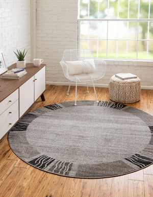 Light Gray 7' 10 x 7' 10 Del Mar Round Area Rug 100% Polypropylene Easy Clean Stain Resistant Vivid Modern Carpet Mat for Home Decor Interior Designing for Sale at Rug Engine