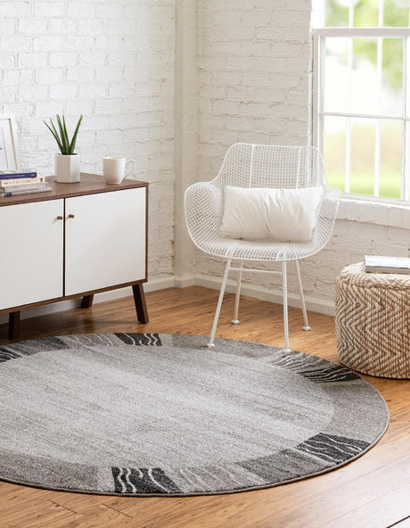 Light Gray 7' 10 x 7' 10 Del Mar Round Area Rug 100% Polypropylene Easy Clean Stain Resistant Vivid Modern Carpet Mat for Home Decor Interior Designing for Sale at Rug Engine
