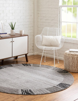 Light Gray 6' 1 x 6' 1 Del Mar Round Area Rug 100% Polypropylene Easy Clean Stain Resistant Vivid Modern Carpet Mat for Home Decor Interior Designing for Sale at Rug Engine