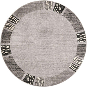 Light Gray 6' 1 x 6' 1 Del Mar Round Area Rug 100% Polypropylene Easy Clean Stain Resistant Vivid Modern Carpet Mat for Home Decor Interior Designing for Sale at Rug Engine