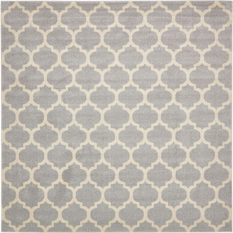 Light Gray 10' x 10' Trellis Square Area Rug