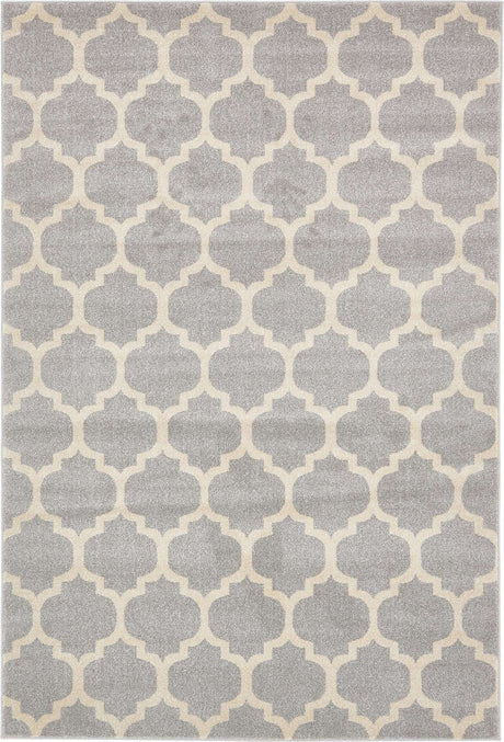 Light Gray 6' 1 x 9' Trellis Rectangle Area Rug