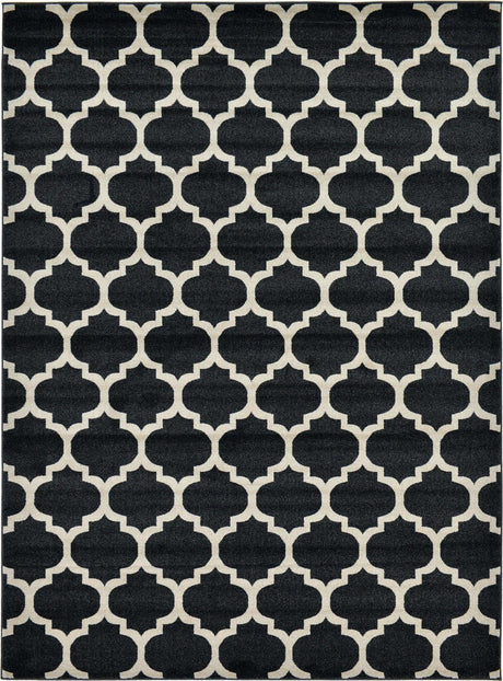 Black 7' 10 x 11' Trellis Rectangle Area Rug