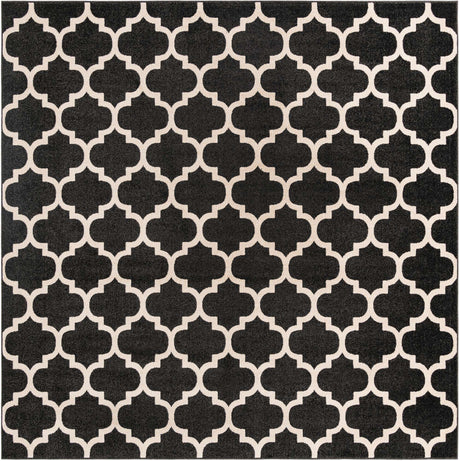 Black 10' x 10' Trellis Square Area Rug