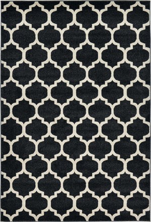Black 6' 1 x 9' Trellis Rectangle Area Rug