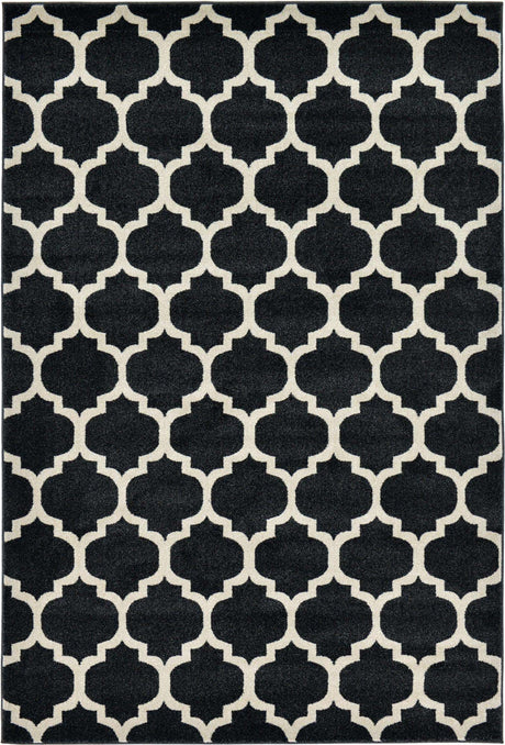 Black 6' 1 x 9' Trellis Rectangle Area Rug