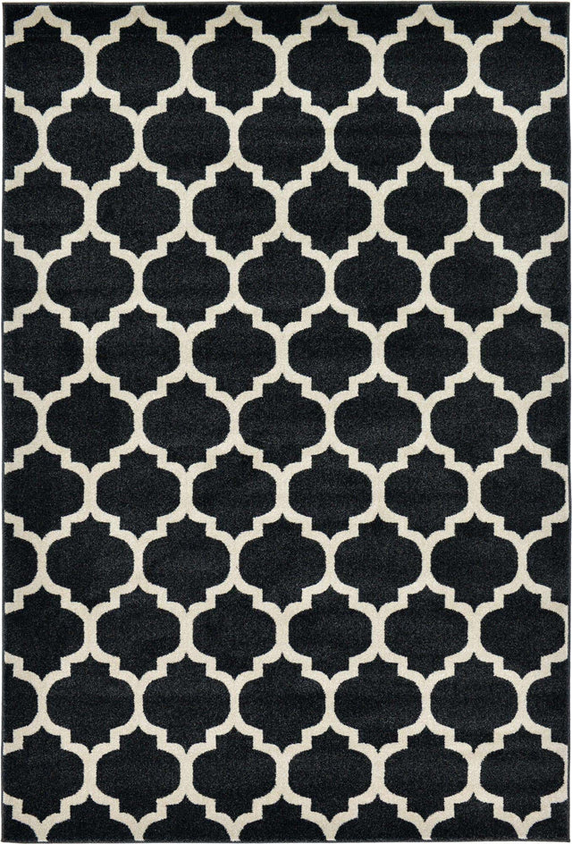 Black 6' 1 x 9' Trellis Rectangle Area Rug