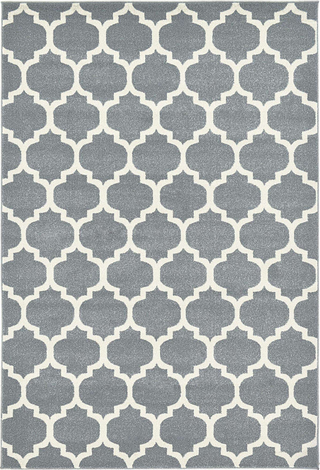Dark Gray 6' 1 x 9' Trellis Rectangle Area Rug