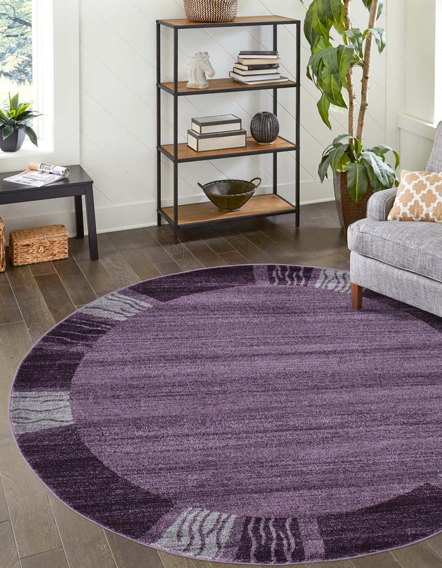 Violet 4' 1 x 4' 1 Del Mar Round Area Rug 100% Polypropylene Easy Clean Stain Resistant Vivid Modern Carpet Mat for Home Decor Interior Designing for Sale at Rug Engine