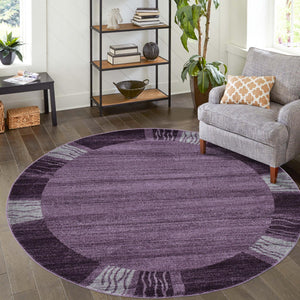 Violet 4' 1 x 4' 1 Del Mar Round Area Rug 100% Polypropylene Easy Clean Stain Resistant Vivid Modern Carpet Mat for Home Decor Interior Designing for Sale at Rug Engine