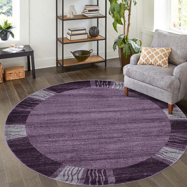 Violet 4' 1 x 4' 1 Del Mar Round Area Rug 100% Polypropylene Easy Clean Stain Resistant Vivid Modern Carpet Mat for Home Decor Interior Designing for Sale at Rug Engine